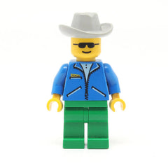 LEGO jbl006 - Jacket Blue - Green Legs, Light Gray Cowboy Hat, Sunglasses