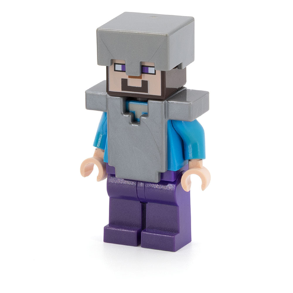 LEGO min013 - Steve (Light Nougat - Dark Purple Legs, Flat Silver Helmet and Armor)