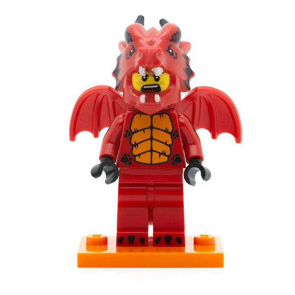 LEGO col18-07 - Dragon Suit Guy, Series 18 (Set mit Stand und Zubehör)