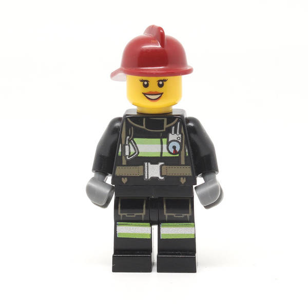 LEGO cty0347 - Fire (Reflective Stripes with Utility Belt, Dark Red Fire Helmet, Black Eyebrows)