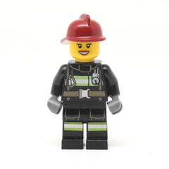 LEGO cty0347 - Fire (Reflective Stripes with Utility Belt, Dark Red Fire Helmet, Black Eyebrows)