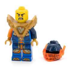 LEGO nex140 - Clay Moorington (Dark Blue Helmet, Trans-Neon Orange Visor, Pearl Gold Armor)