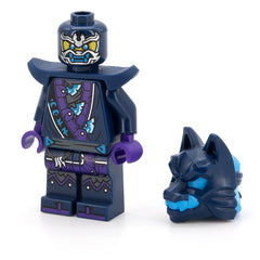 LEGO njo0851 - Wolf Mask Warrior / Wolf Mask Claw Warrior  - Dark Blue and Dark Azure Mask, Shoulder Armor