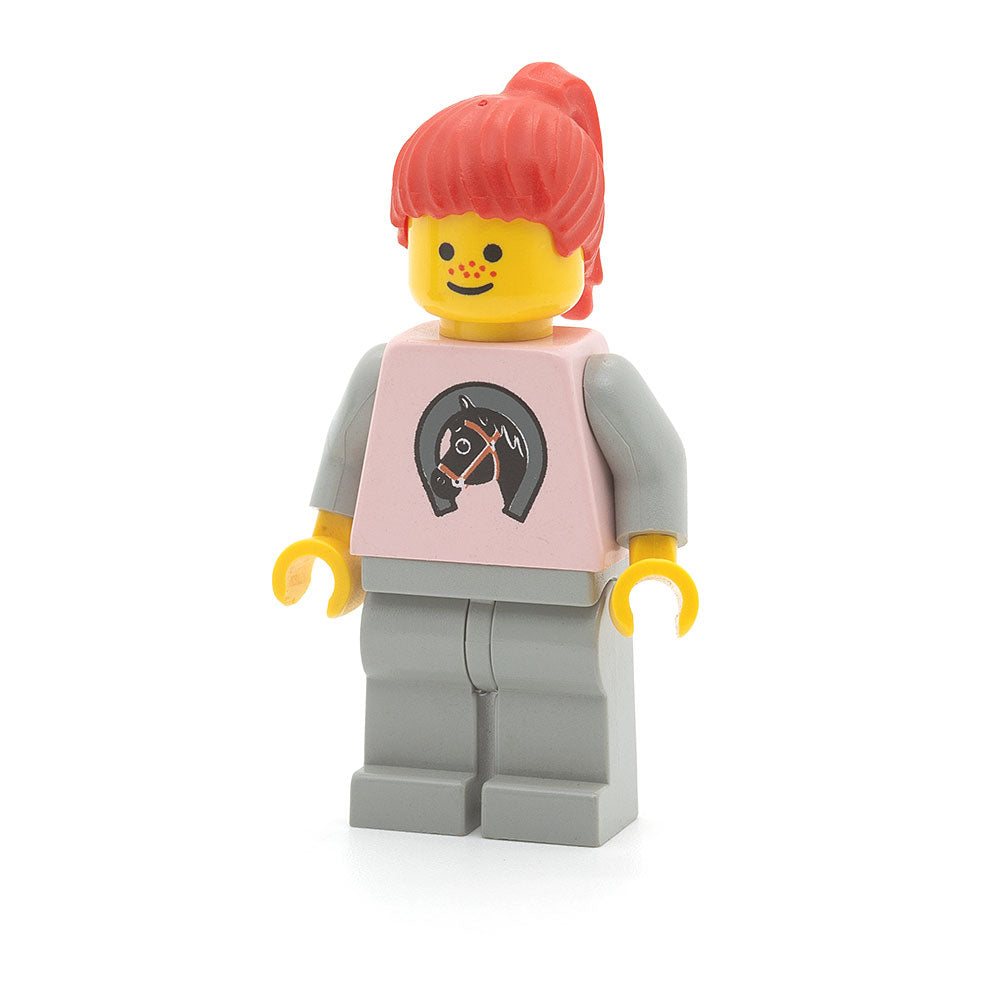LEGO par015 - Horse Logo (Light Gray Legs, Red Ponytail Hair)