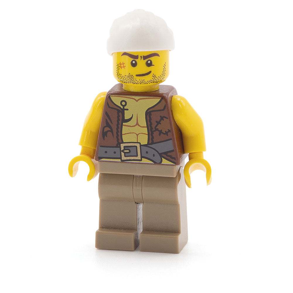 LEGO pi158 - Old Pirate - Vest and Anchor, Crooked Smile and Scar