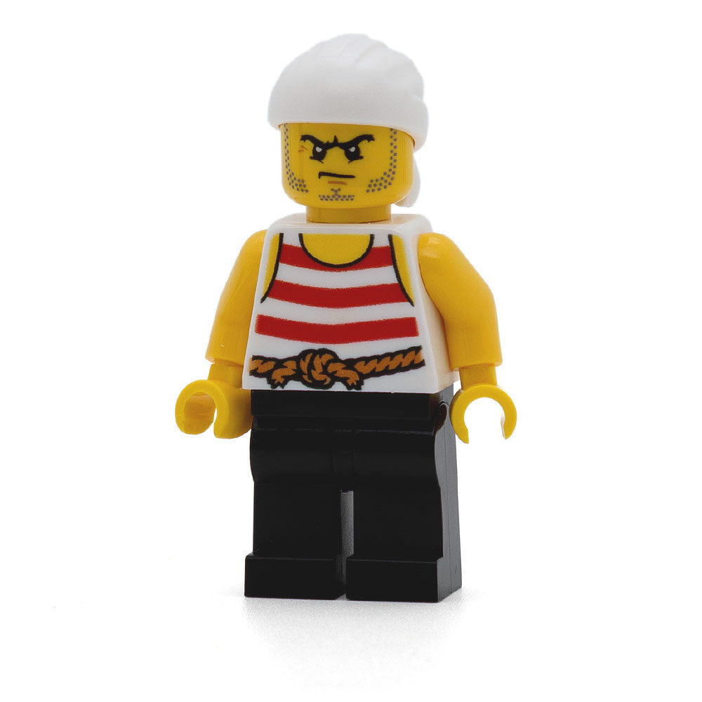 LEGO pi169 - Pirate 8 (Red and White Stripes, Black Legs, Scowl)