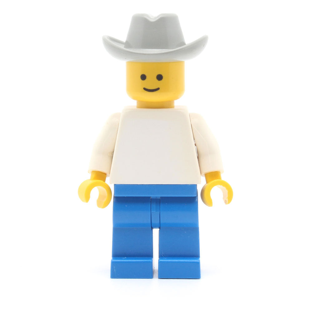 LEGO pln078 - Plain White Torso with White Arms, Blue Legs, Light Gray Cowboy Hat