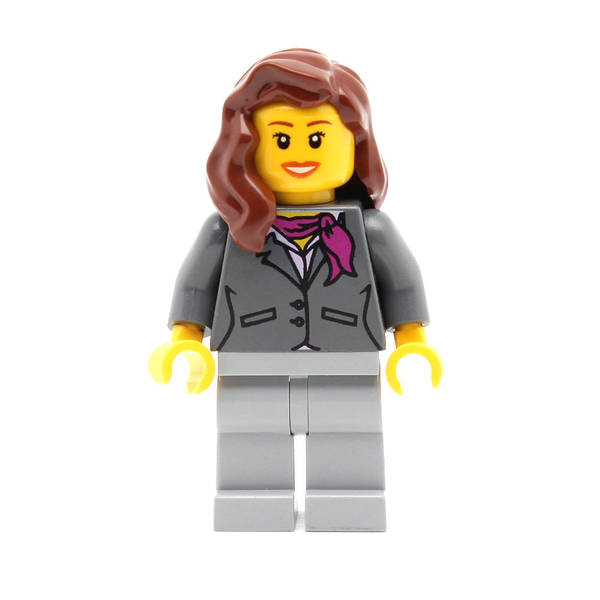 LEGO cty0169 - (Dark Bluish Gray Jacket with Magenta Scarf, Light Bluish Gray Legs, Reddish Brown Female Hair over Shoulder, Peach Lips)