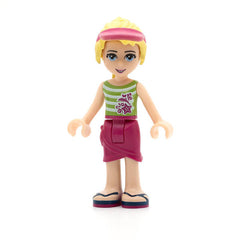 LEGO frnd058 - Friends Stephanie (Magenta Wrap Skirt, Green Top with White Stripes, Hair with Visor)