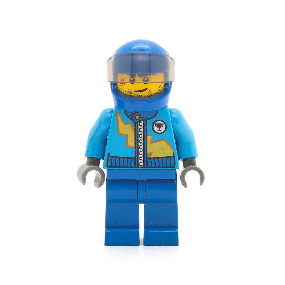 LEGO rac055 - Racer (Dark Azure Race Jacket with Zipper, Trans-Black Visor)