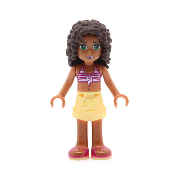 LEGO frnd087 - Friends Andrea (Bright Light Yellow Shorts, Magenta and White Striped Bikini Top)