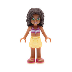 LEGO frnd087 - Friends Andrea (Bright Light Yellow Shorts, Magenta and White Striped Bikini Top)