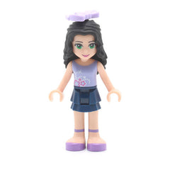 LEGO frnd194 - Friends Emma (Dark Blue Layered Skirt, Lavender Top with Flowers, Lavender Bow)