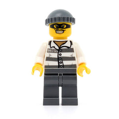 LEGO cty0486 - Police (Jail Prisoner 86753 Prison Stripes, Dark Bluish Gray Knit Cap, Mask)