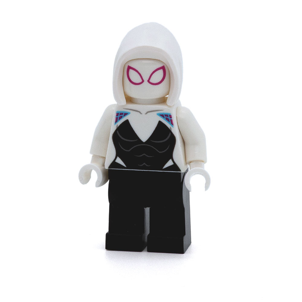 LEGO sh0682 - Ghost-Spider / Spider-Gwen (Gwen Stacy) (Black Legs, White Basic Smooth Hood, White Hands)