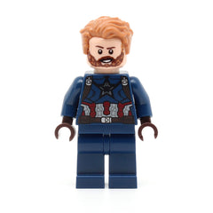 LEGO sh0495 - Captain America (Dark Blue Suit, Dark Brown Hands, Hair)