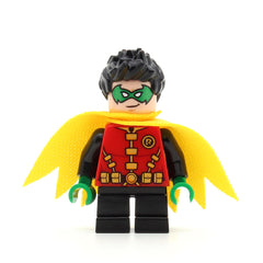 LEGO sh0588 - Robin (Green Mask and Hands, Black Short Legs, Yellow Scalloped Cape)