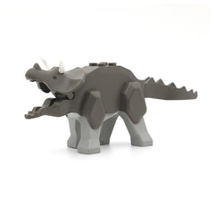 LEGO tricera02 - Dinosaur Triceratops (Light Gray Legs and White Horns, Dark Gray)