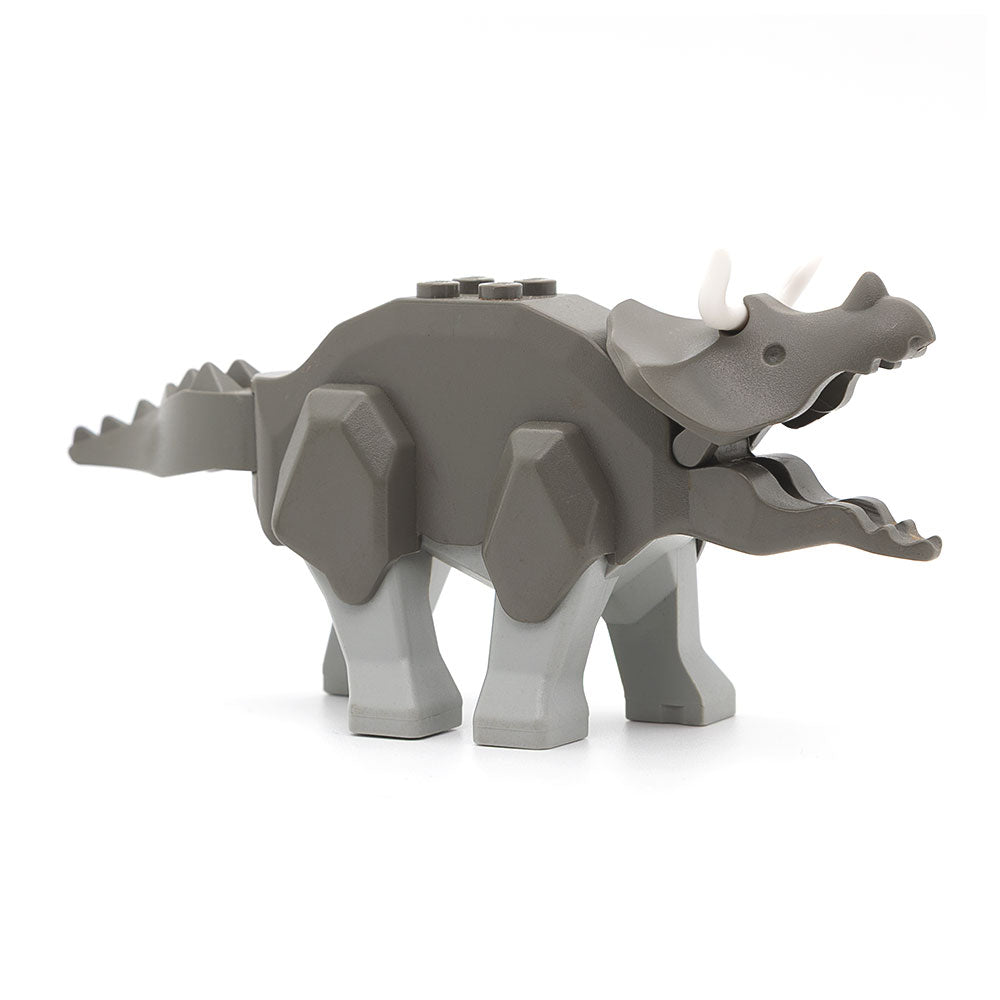 LEGO tricera02 - Dinosaur Triceratops (Light Gray Legs and White Horns, Dark Gray)