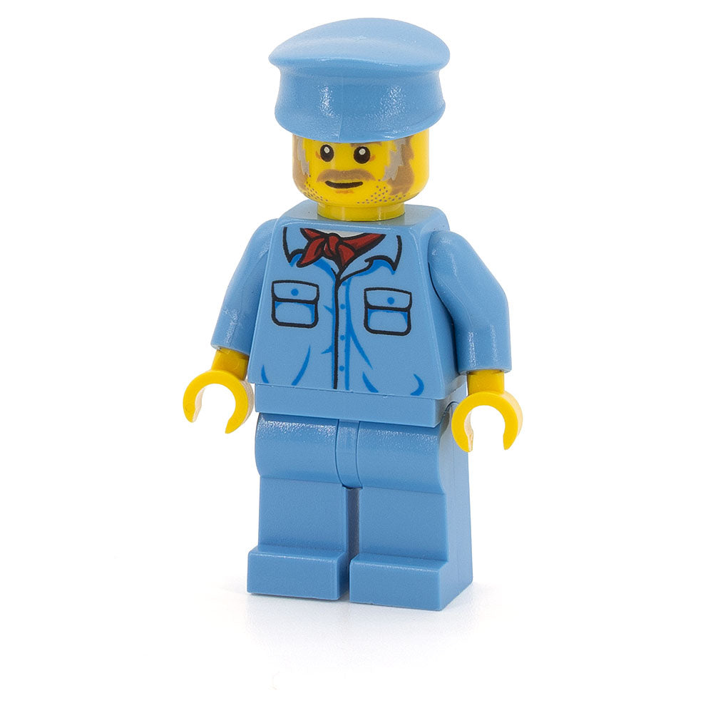 LEGO trn254 - Train Worker Male (Medium Blue Hat, Medium Blue Shirt with Red Bandana, Medium Blue Legs)