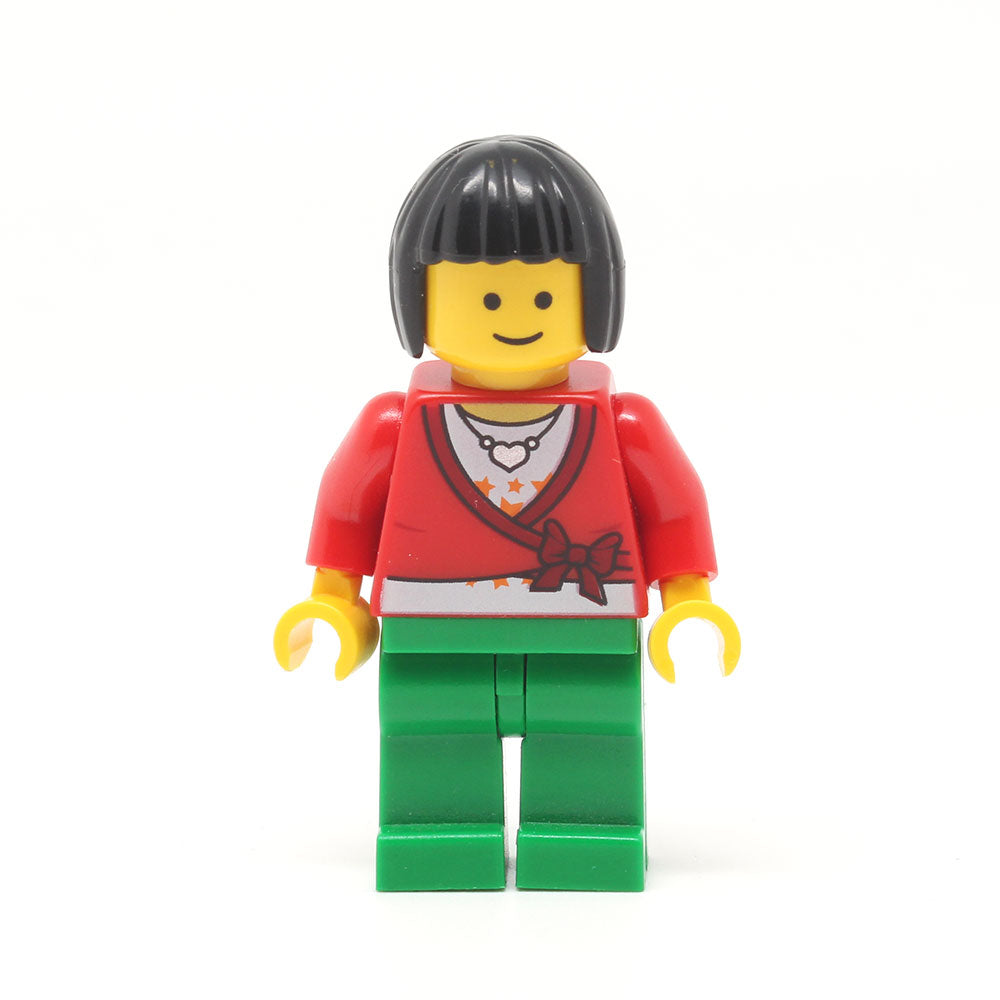 LEGO twn103 (Sweater Cropped with Bow, Heart Necklace, Green Legs, Black Bob Cut Hair)