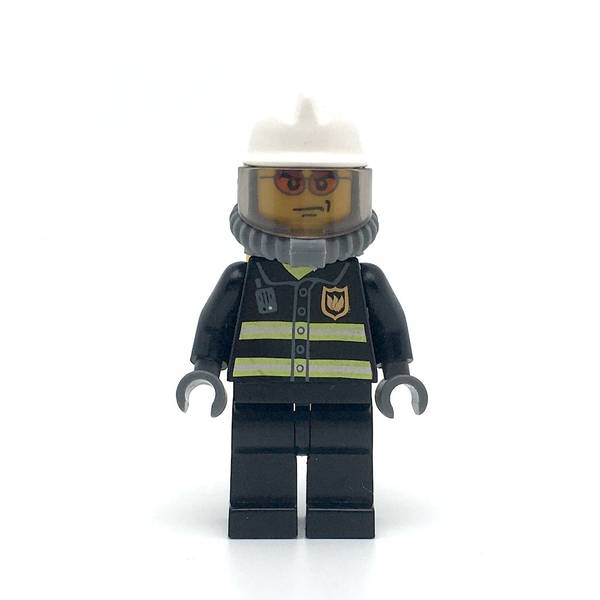 LEGO cty0026 - Fire (Reflective Stripes, Black Legs, White Fire Helmet, Breathing Neck Gear with Airtanks, Orange Glasses)