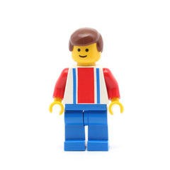 LEGO soc096 - Soccer Player (Red & Blue Team  #7 on Back and Brown Hair)