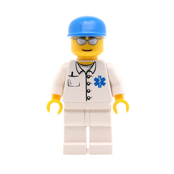 LEGO cty0017 - Doctor (EMT Star of Life Button Shirt, White Legs, Blue Cap, Silver Sunglasses)