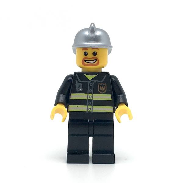 LEGO cty0045 - Fire (Reflective Stripes, Black Legs, Silver Fire Helmet, Beard around Mouth)